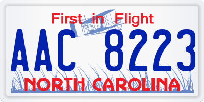 NC license plate AAC8223