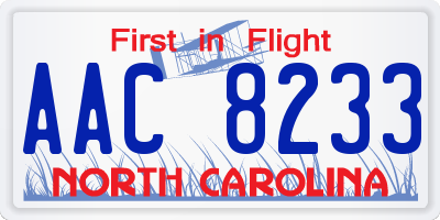 NC license plate AAC8233