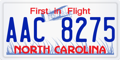 NC license plate AAC8275