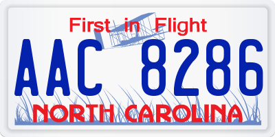 NC license plate AAC8286