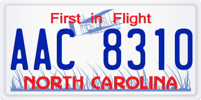 NC license plate AAC8310