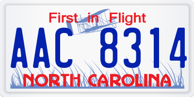 NC license plate AAC8314