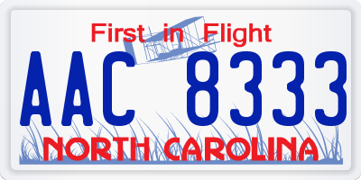 NC license plate AAC8333