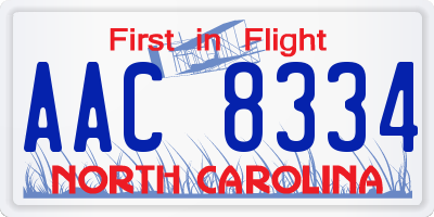 NC license plate AAC8334