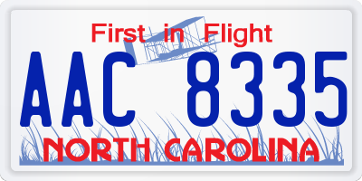 NC license plate AAC8335