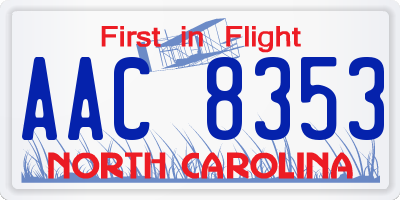NC license plate AAC8353