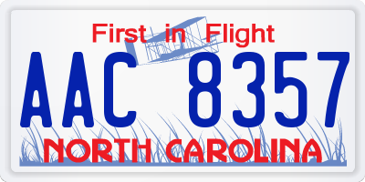 NC license plate AAC8357