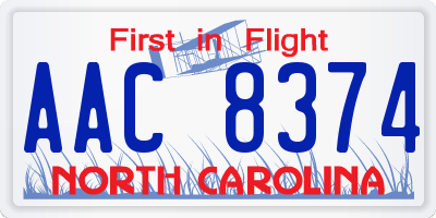 NC license plate AAC8374