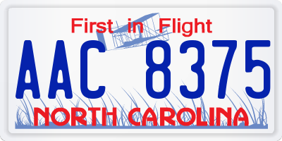 NC license plate AAC8375