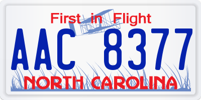NC license plate AAC8377