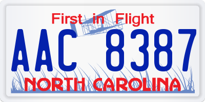NC license plate AAC8387