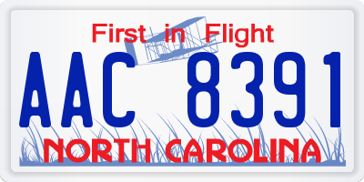 NC license plate AAC8391