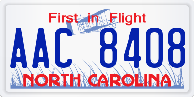 NC license plate AAC8408