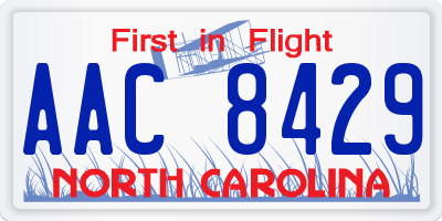 NC license plate AAC8429