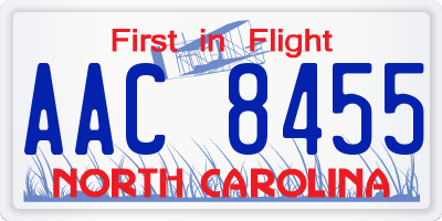NC license plate AAC8455