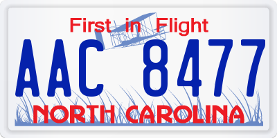NC license plate AAC8477