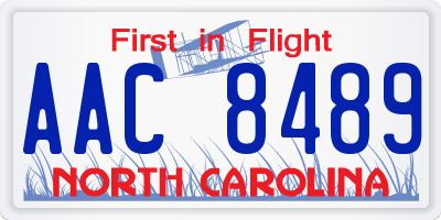 NC license plate AAC8489