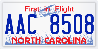 NC license plate AAC8508