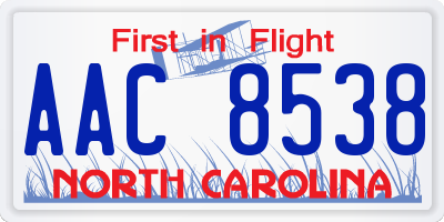 NC license plate AAC8538