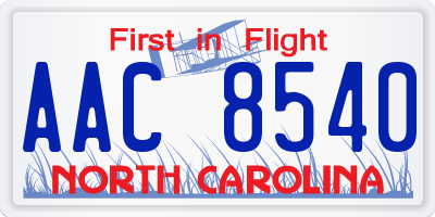 NC license plate AAC8540