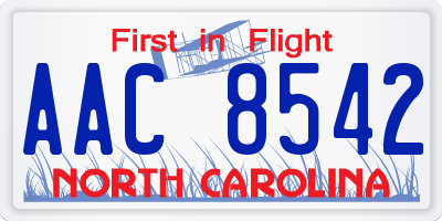NC license plate AAC8542