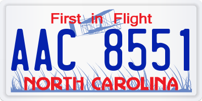 NC license plate AAC8551