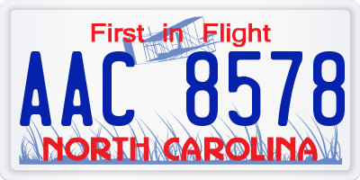 NC license plate AAC8578