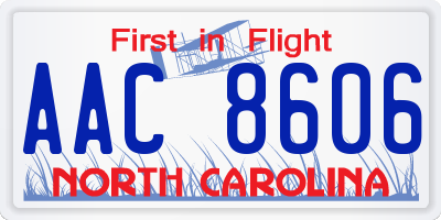 NC license plate AAC8606