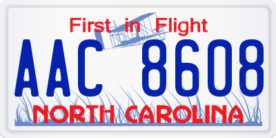NC license plate AAC8608