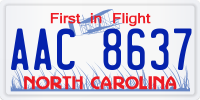 NC license plate AAC8637