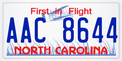 NC license plate AAC8644