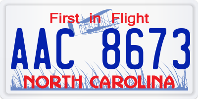 NC license plate AAC8673