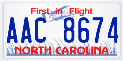 NC license plate AAC8674