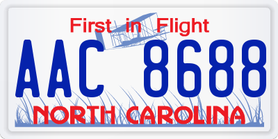 NC license plate AAC8688