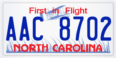 NC license plate AAC8702