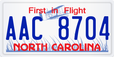 NC license plate AAC8704