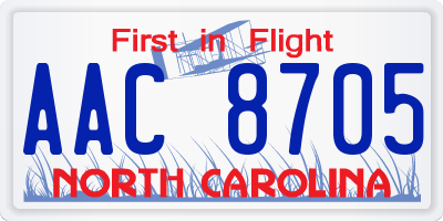 NC license plate AAC8705