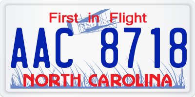 NC license plate AAC8718