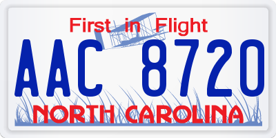 NC license plate AAC8720