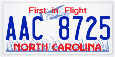 NC license plate AAC8725