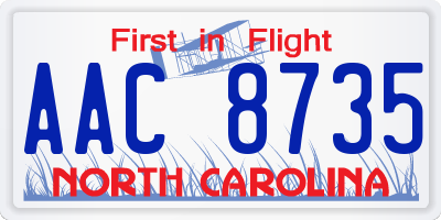 NC license plate AAC8735