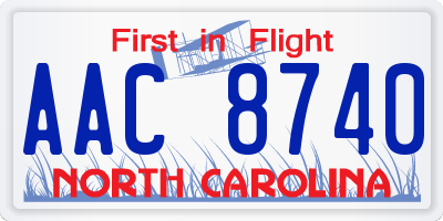 NC license plate AAC8740