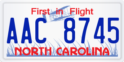 NC license plate AAC8745