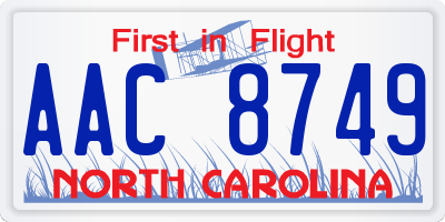 NC license plate AAC8749
