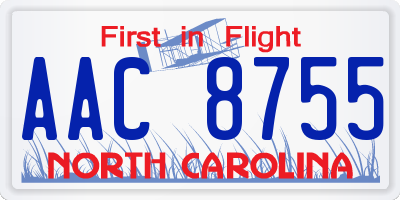 NC license plate AAC8755
