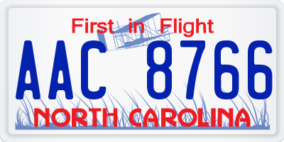NC license plate AAC8766