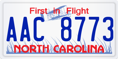 NC license plate AAC8773