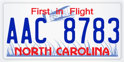 NC license plate AAC8783