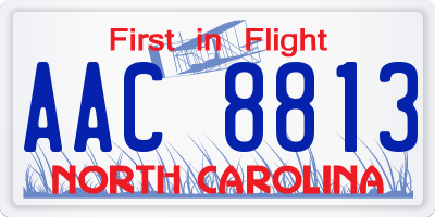 NC license plate AAC8813
