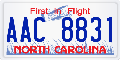 NC license plate AAC8831
